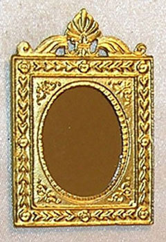 Dollhouse Miniature Mirror, Rectangle W/Shell, Gold Color